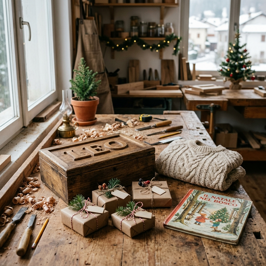 Scatola dei ricordi in legno personalizzata col nome del bambino, il quinto regalo di Natale che resta nel tempo