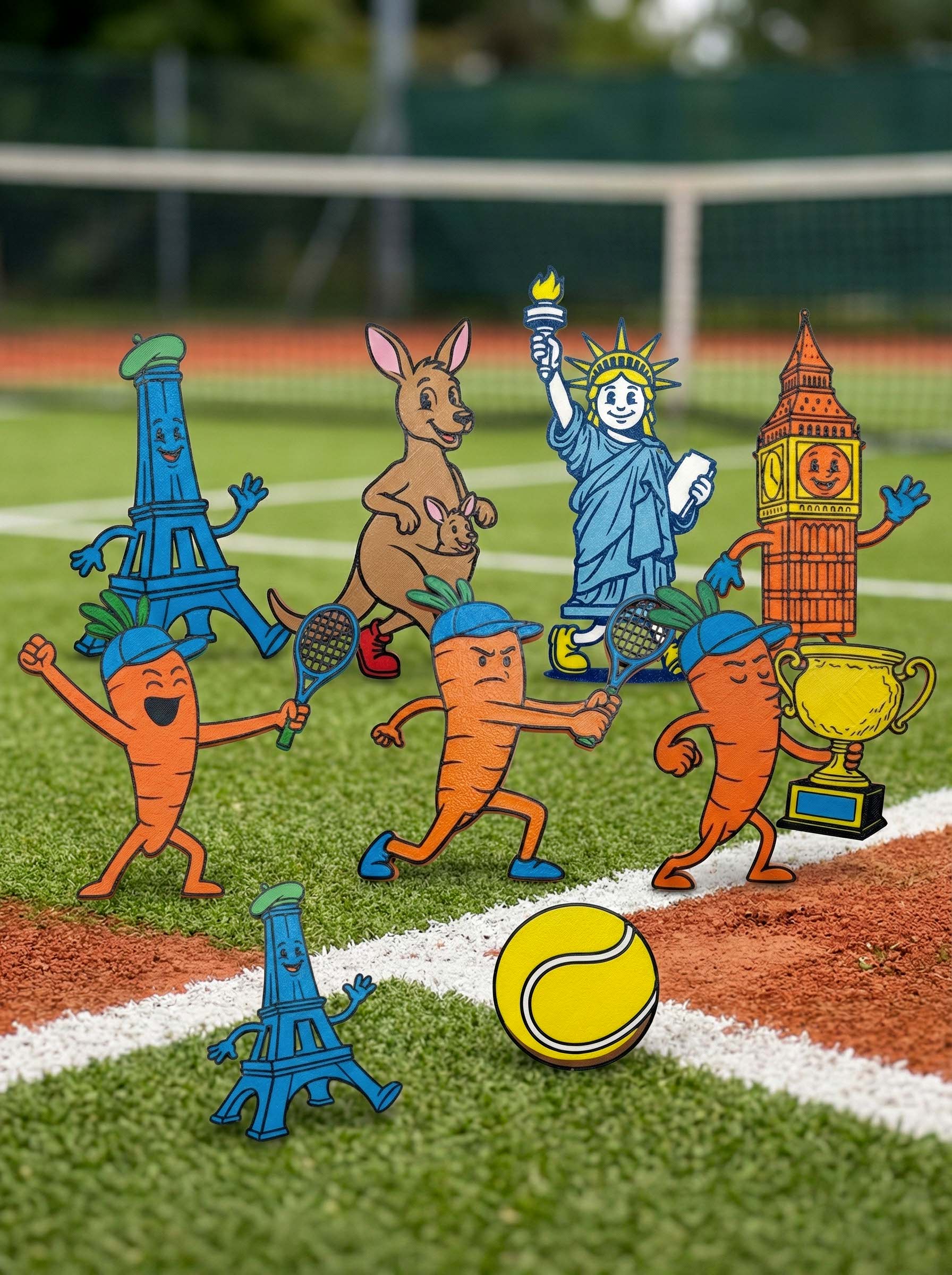 Decorazioni personalizzate e originali a tema tennis, ideate e realizzate da Bimbi Unici per baule porta giochi