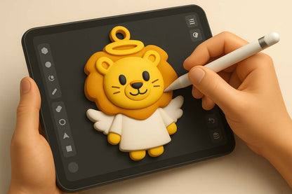 Progettazione tramite tablet del portachiavi NFC a forma di leone