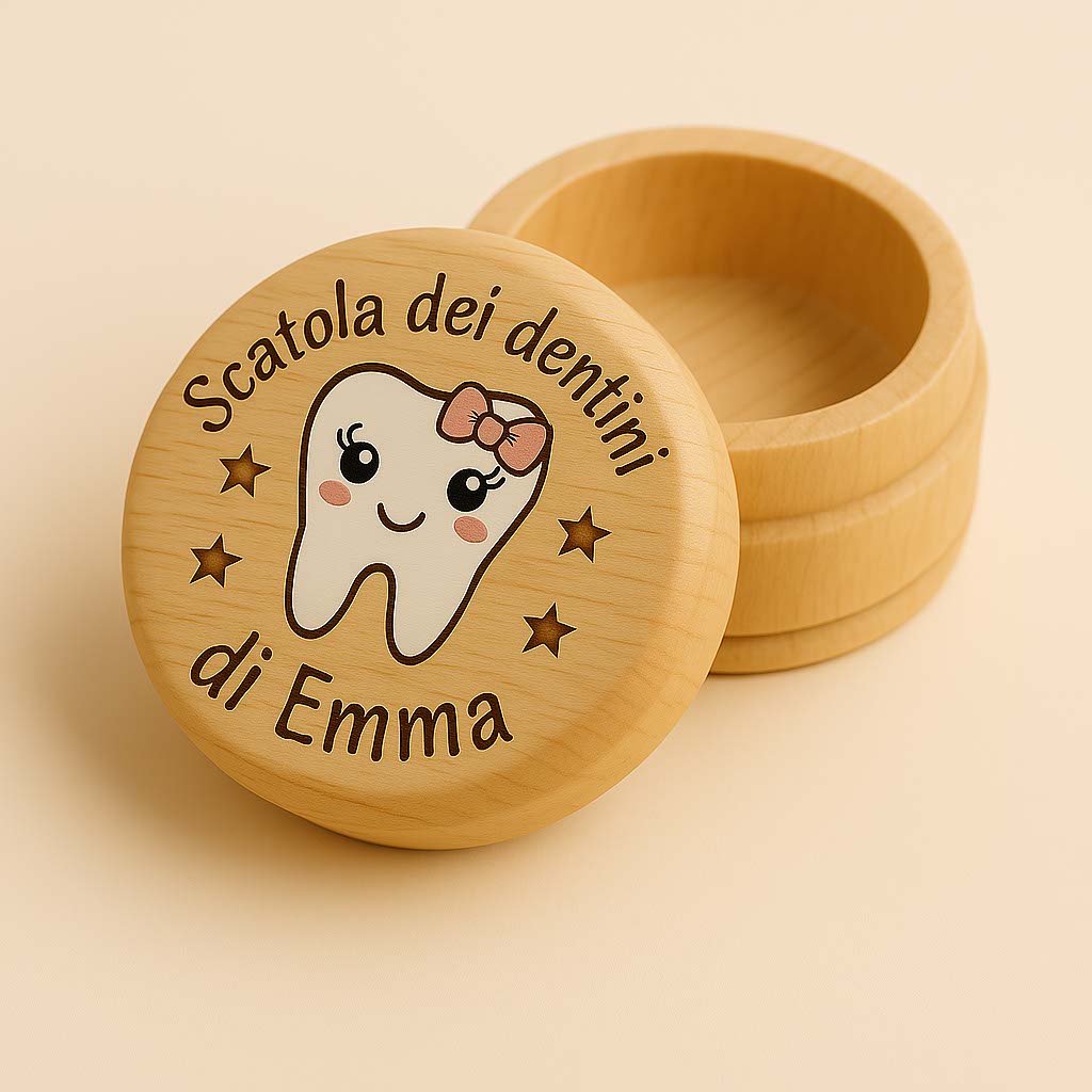 Prodotto in legno artigianale. Scatola raccogli dentini.
