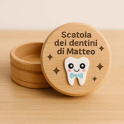 Prodotto in legno artigianale. Scatola raccogli dentini.