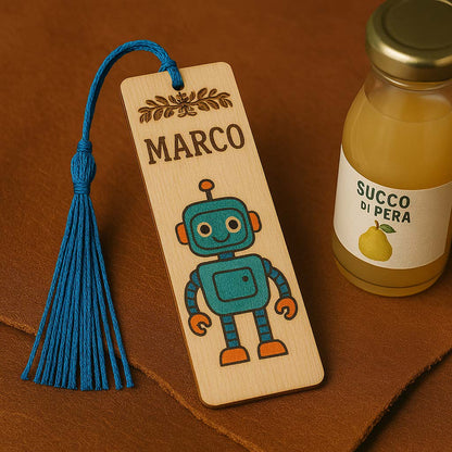 Segnalibro artigianale personalizzato in legno e colorato a mano