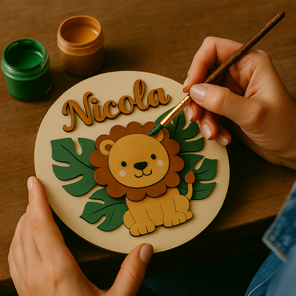 Elemento decorativo personalizzato in legno adatto alla cameretta di un bambino