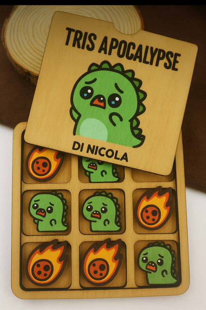 Tris personalizzato dei dinosauri...rappresenta un dinosauro spaventato ed un asteroide in arrivo