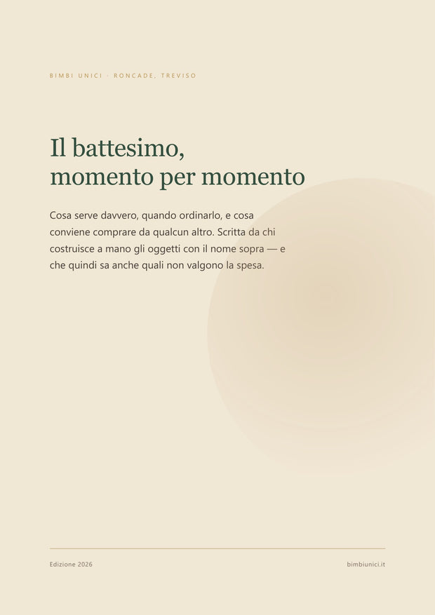La copertina della guida al battesimo di Bimbi Unici