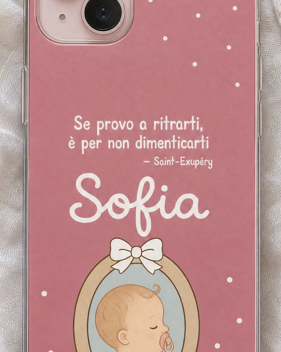 Dettaglio della frase «Se provo a ritrarti, è per non dimenticarti» di Saint-Exupéry e del nome Sofia