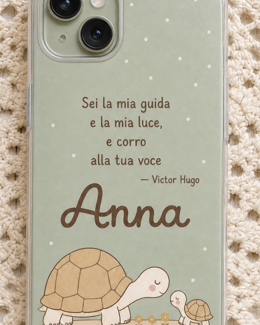 Dettaglio della frase «Sei la mia guida e la mia luce, e corro alla tua voce» di Victor Hugo e del nome Anna