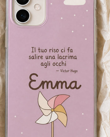 Dettaglio della frase «Il tuo riso ci fa salire una lacrima agli occhi» di Victor Hugo e del nome Emma