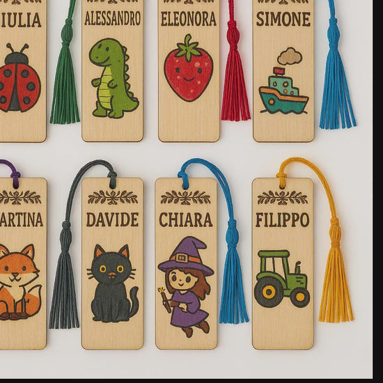 Video promozionale di segnalibri artigianali personalizzati in legno e colorati a mano
