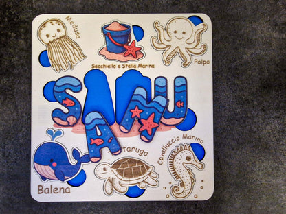 Puzzle per bambini a tema spiaggia.